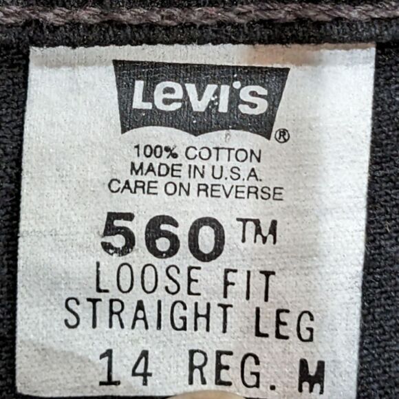 Vtg 90's RARE Levi's 560 Black Loose Fit Straight Leg 100% Cotton USA Sz 14/32 - Picture 6 of 7